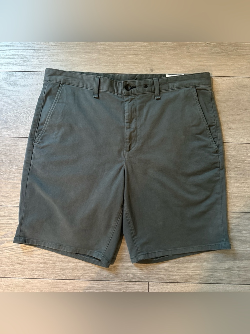 Rag & Bone Men Size 36 Chino Shorts Solid Torrey Pine Green Cotton Flat Front